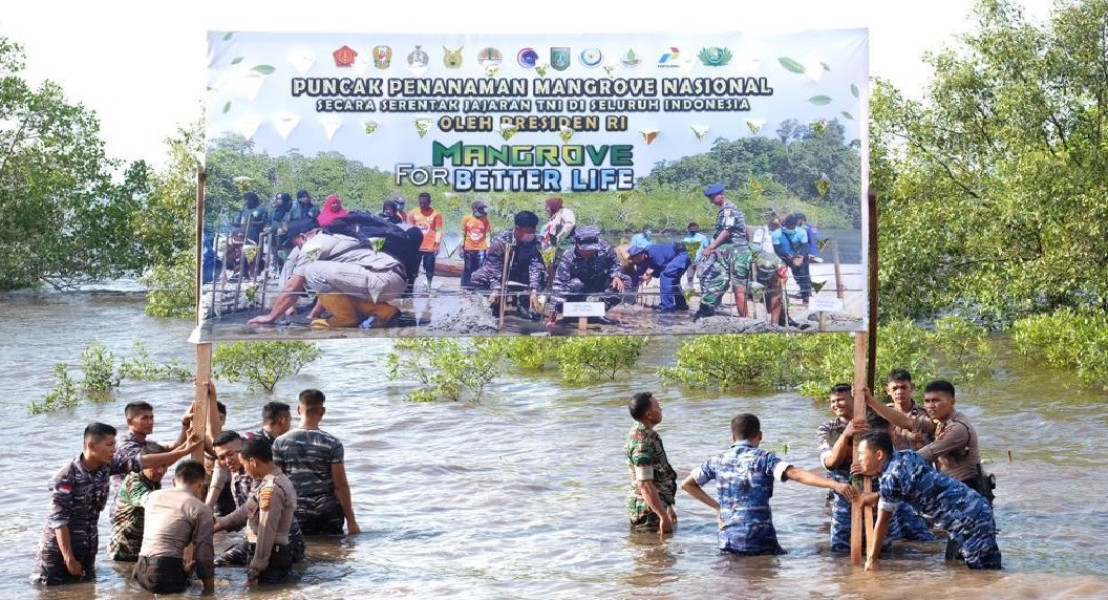 Wakapolda Riau Bersama Danrem 031 WB Tanam Mangrove Nasional Serentak di Dumai