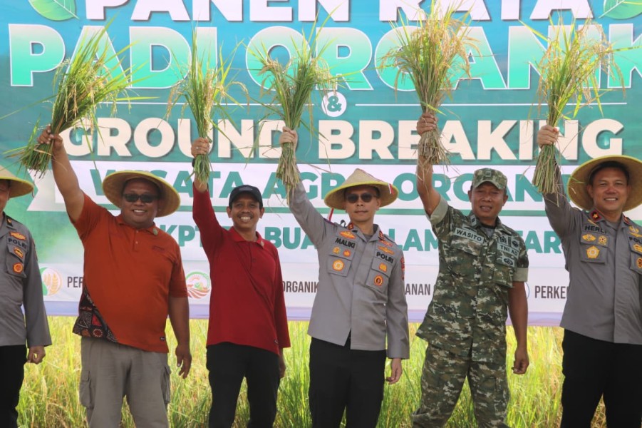 Hadiri Panen Raya Padi Organik, Kapolres Trenggalek: Inovasi Pertanian Modern Untuk Ketahanan Pangan