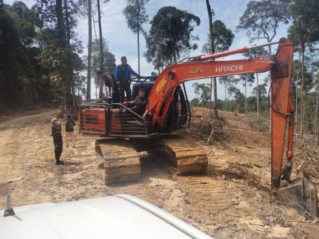 Rambah Hutan, Alat Berat dan Operator Diamankan Polhut DLHK Riau